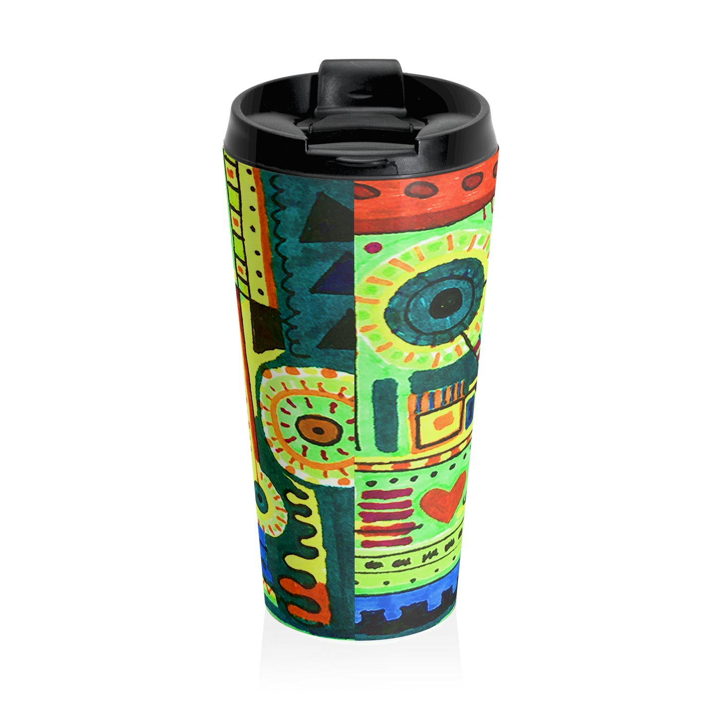 Abstract Doodle ll on a Black Stainless Steel Travel Mug