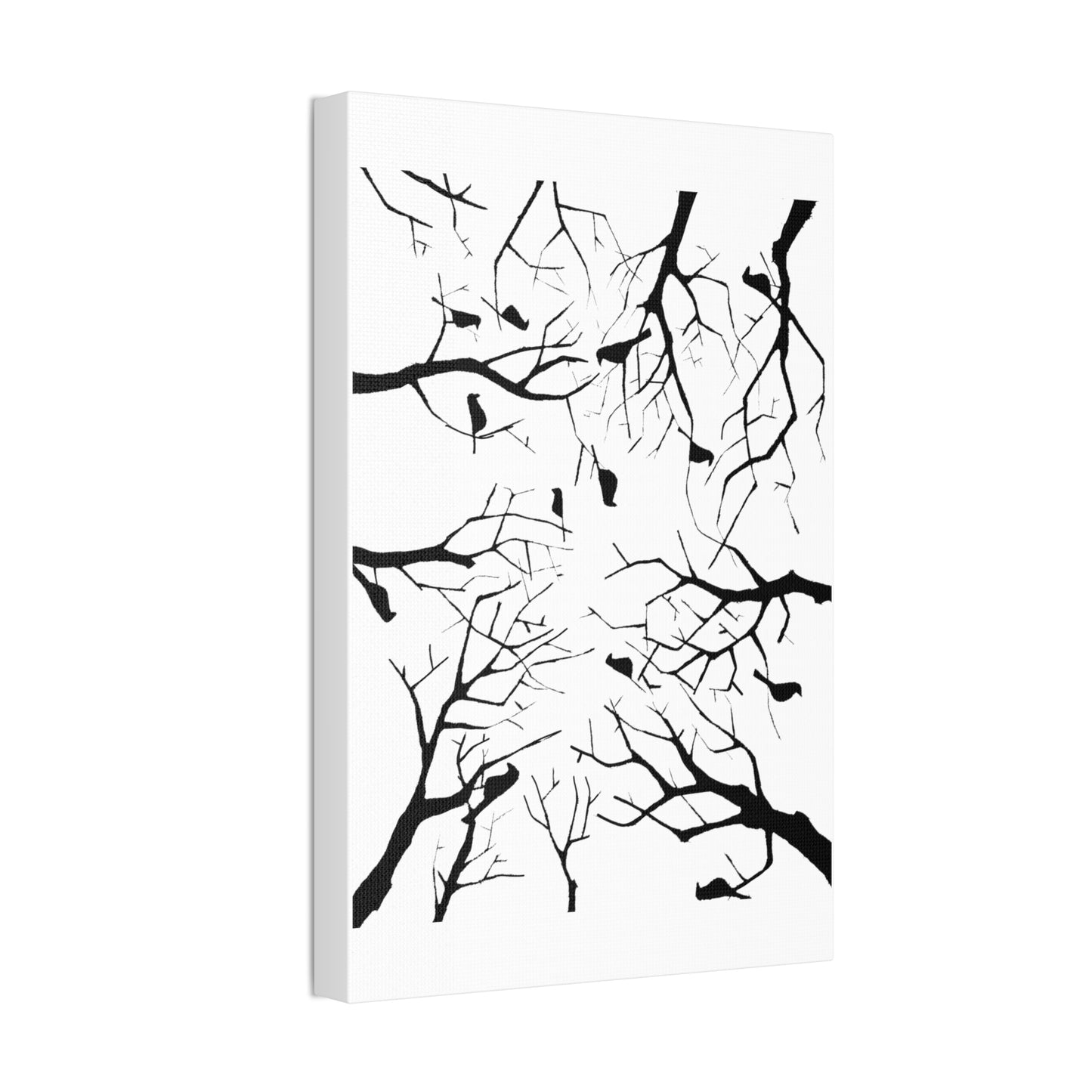 Birds in Trees with White Background on Classic Stretched Canvas