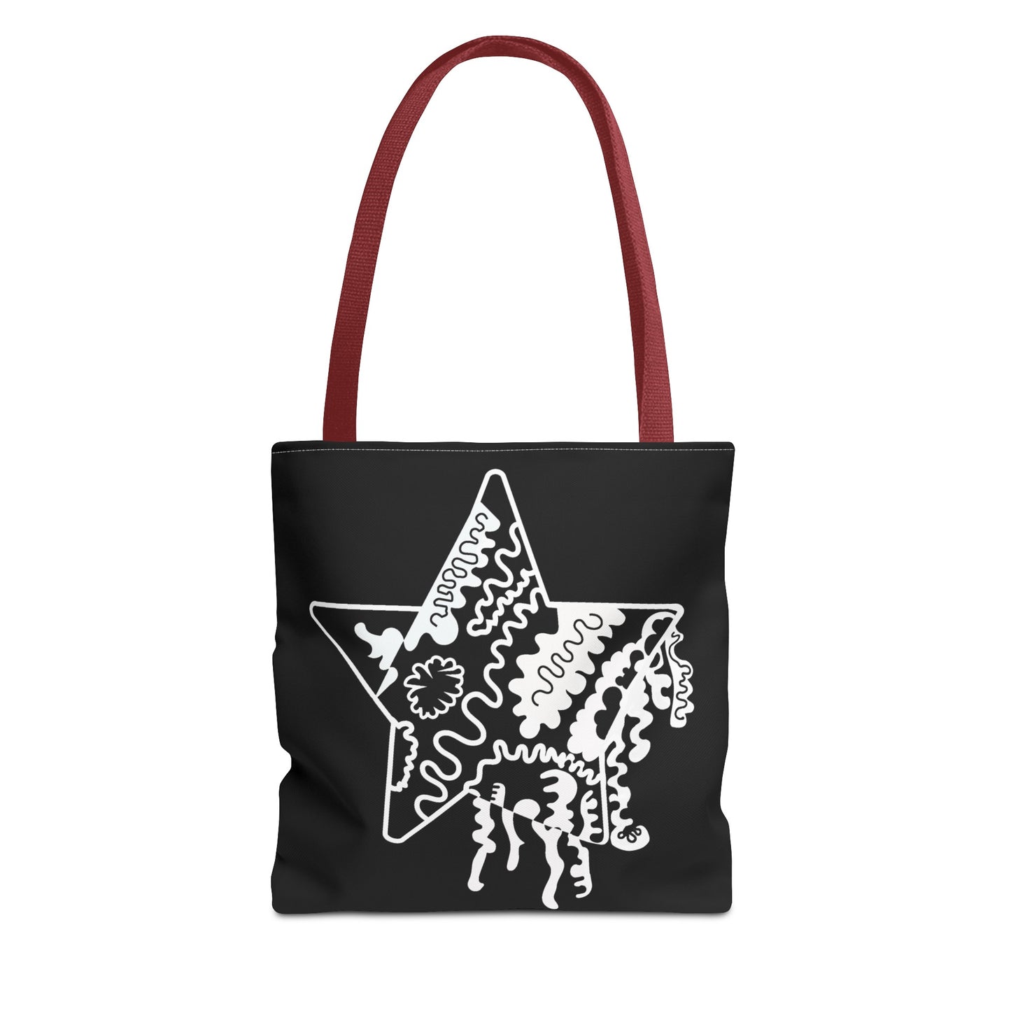 Star Makes Art Signature Logo in Black + White on a Tote Bag - Front and Back Features a White Logo on a Black Background