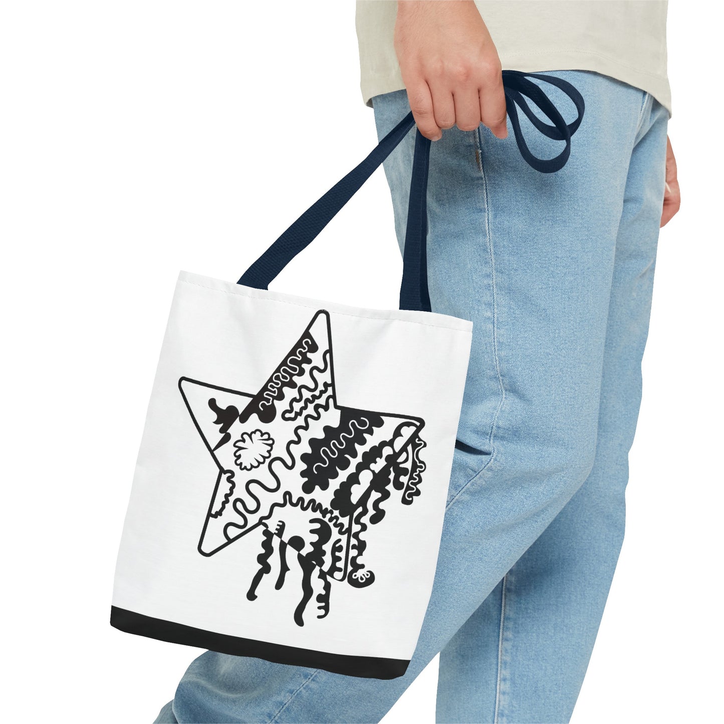 Copy of Star Makes Art Signature Logo in Black + White on a Tote Bag - Front and Back Feature a Black Logo on a White Background