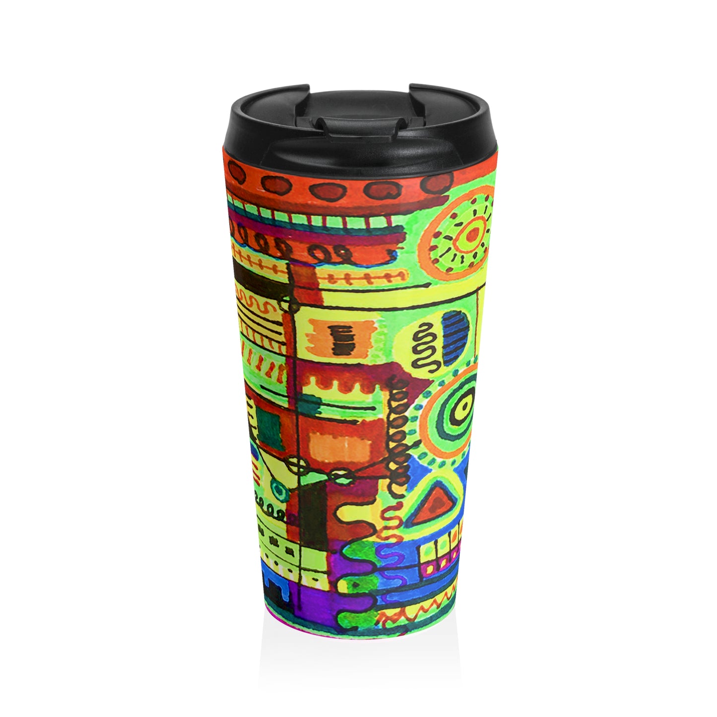 Abstract Doodle ll on a Black Stainless Steel Travel Mug