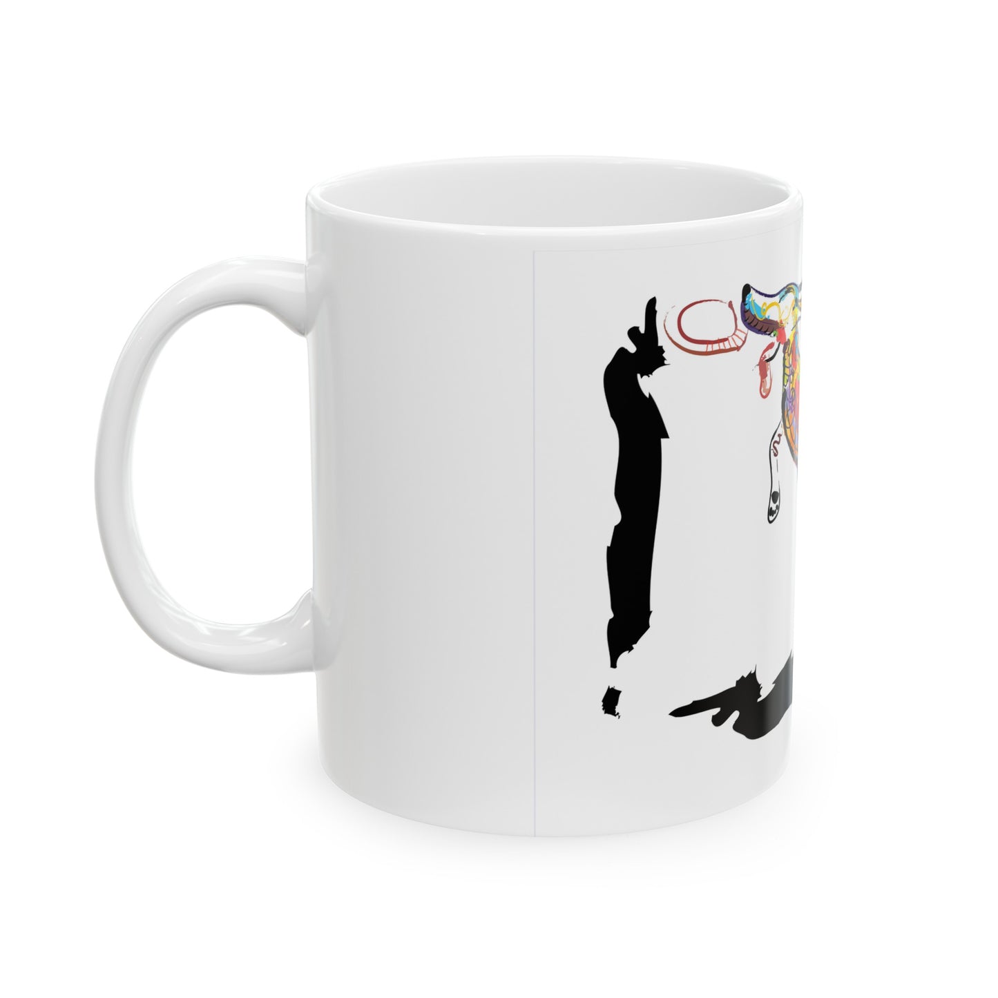 Dog and Frisbee on a Ceramic Mug, (11oz, 15oz)