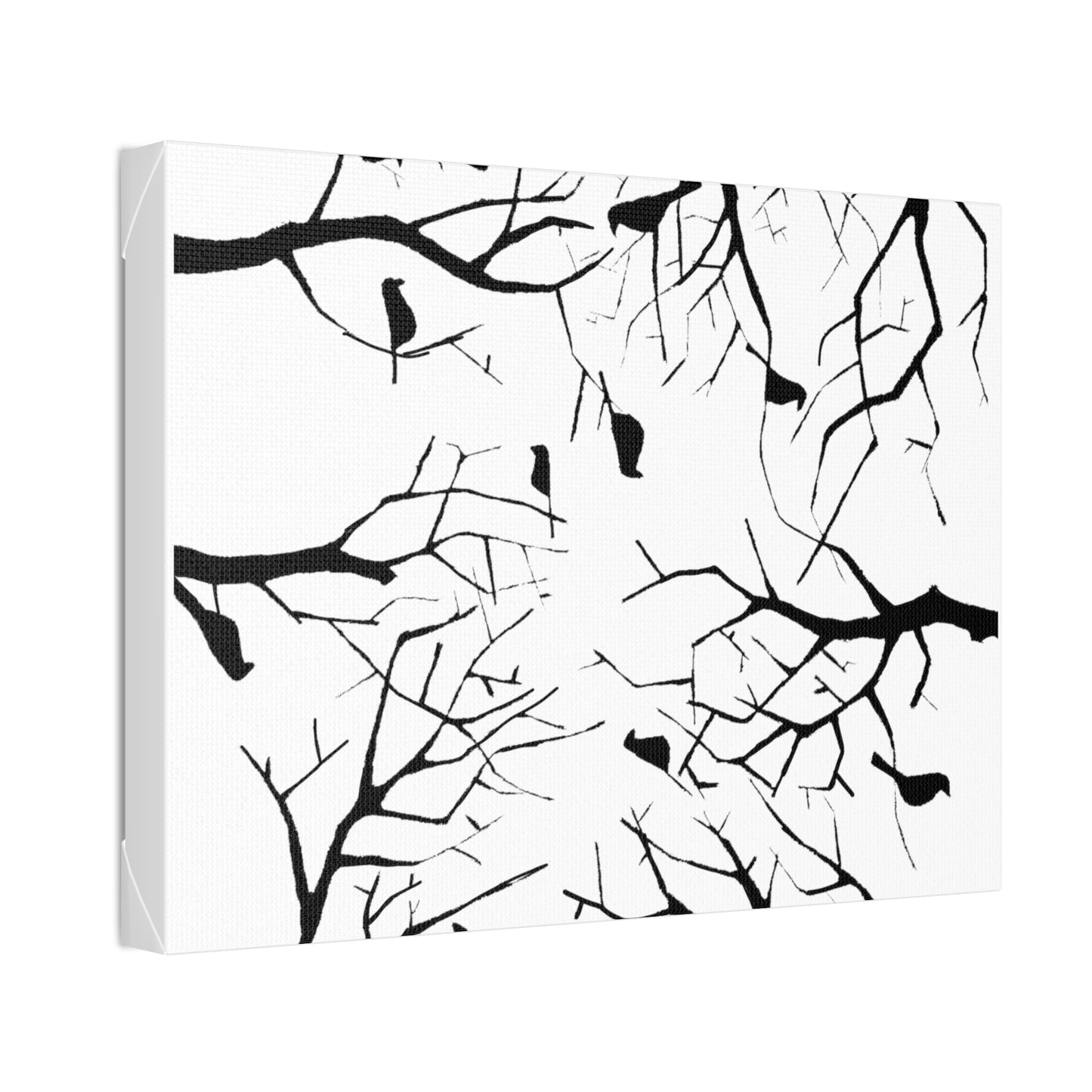 Birds in Trees with White Background on Classic Stretched Canvas