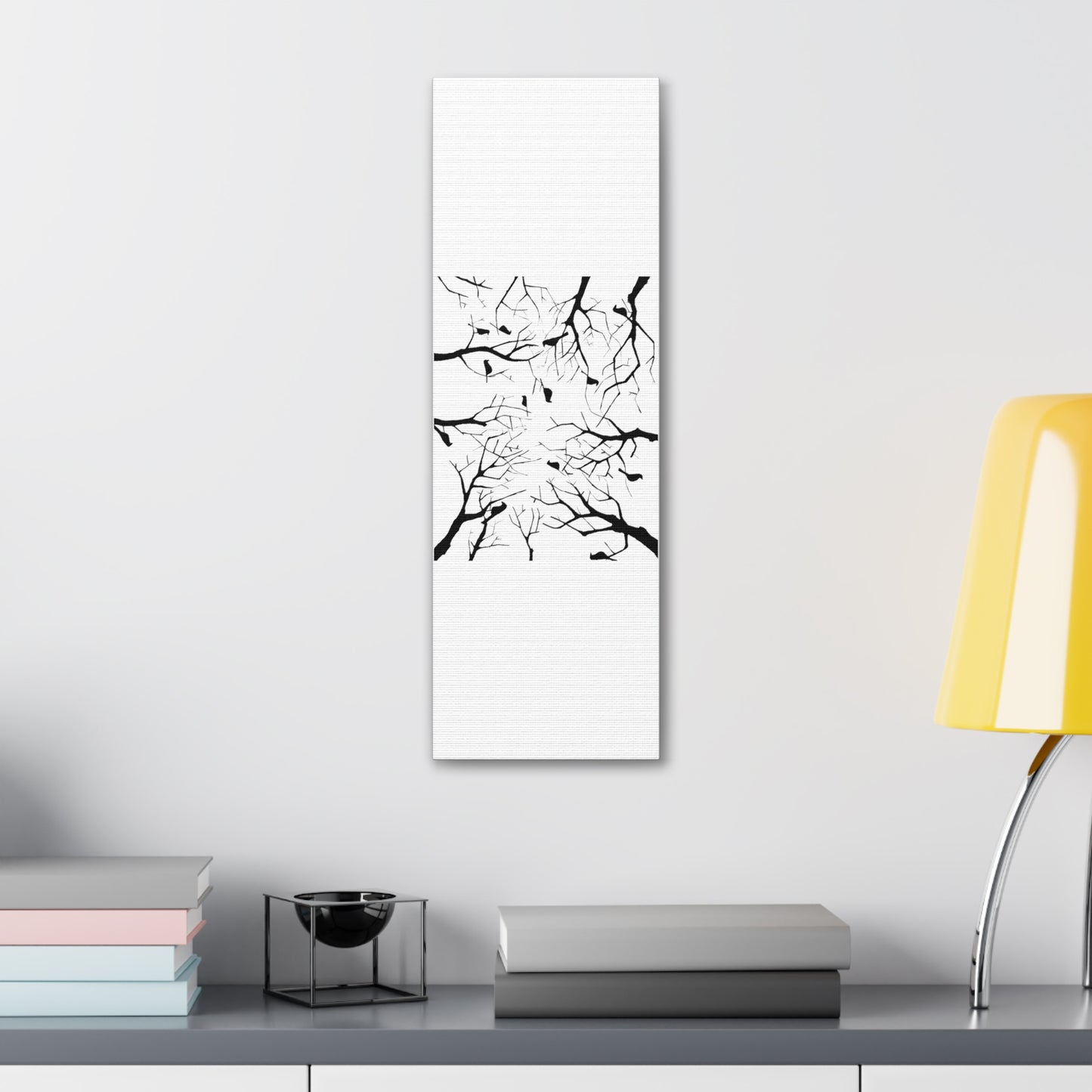 Birds in Trees with White Background on Classic Stretched Canvas