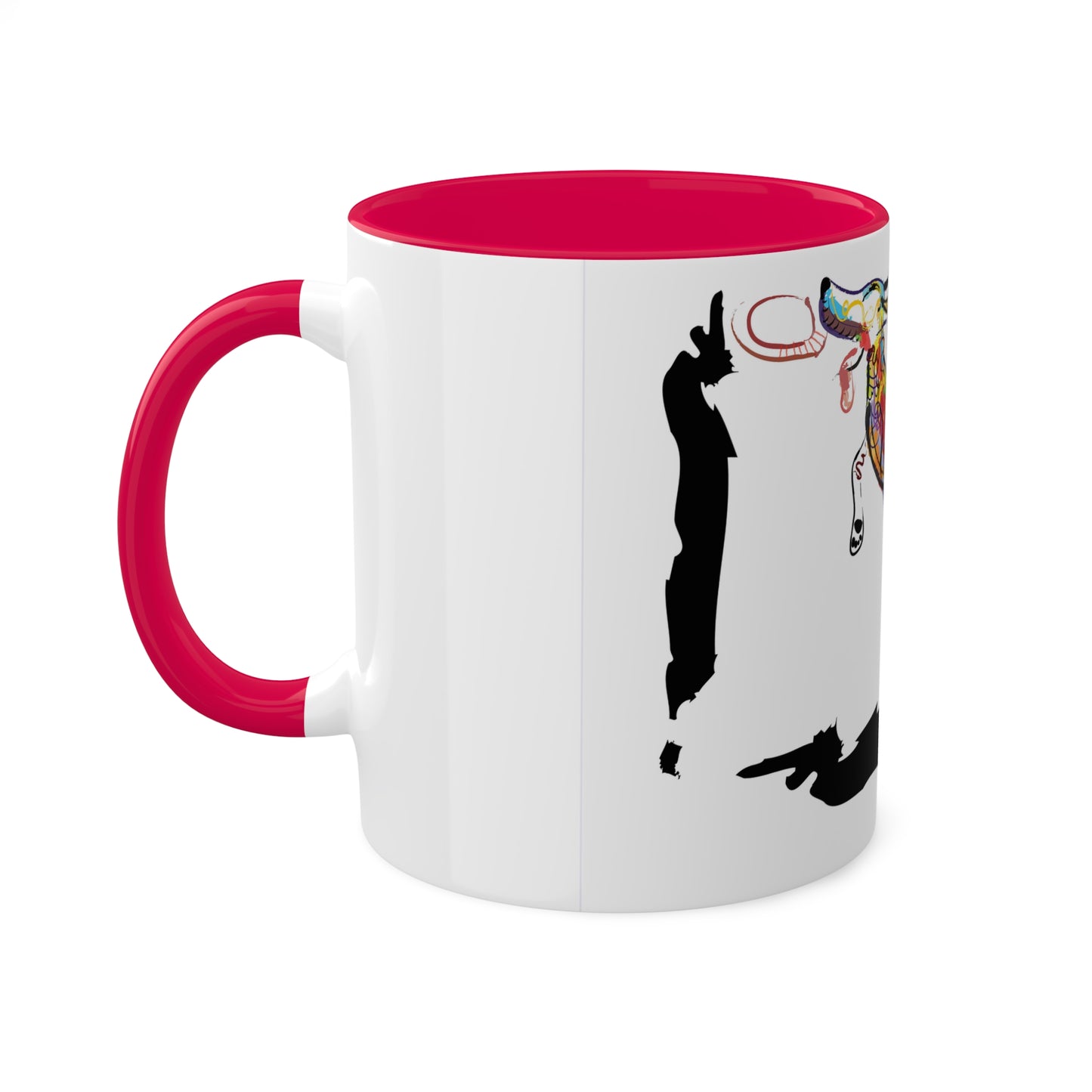 Dog and Frisbee on Colorful Mugs, 11oz