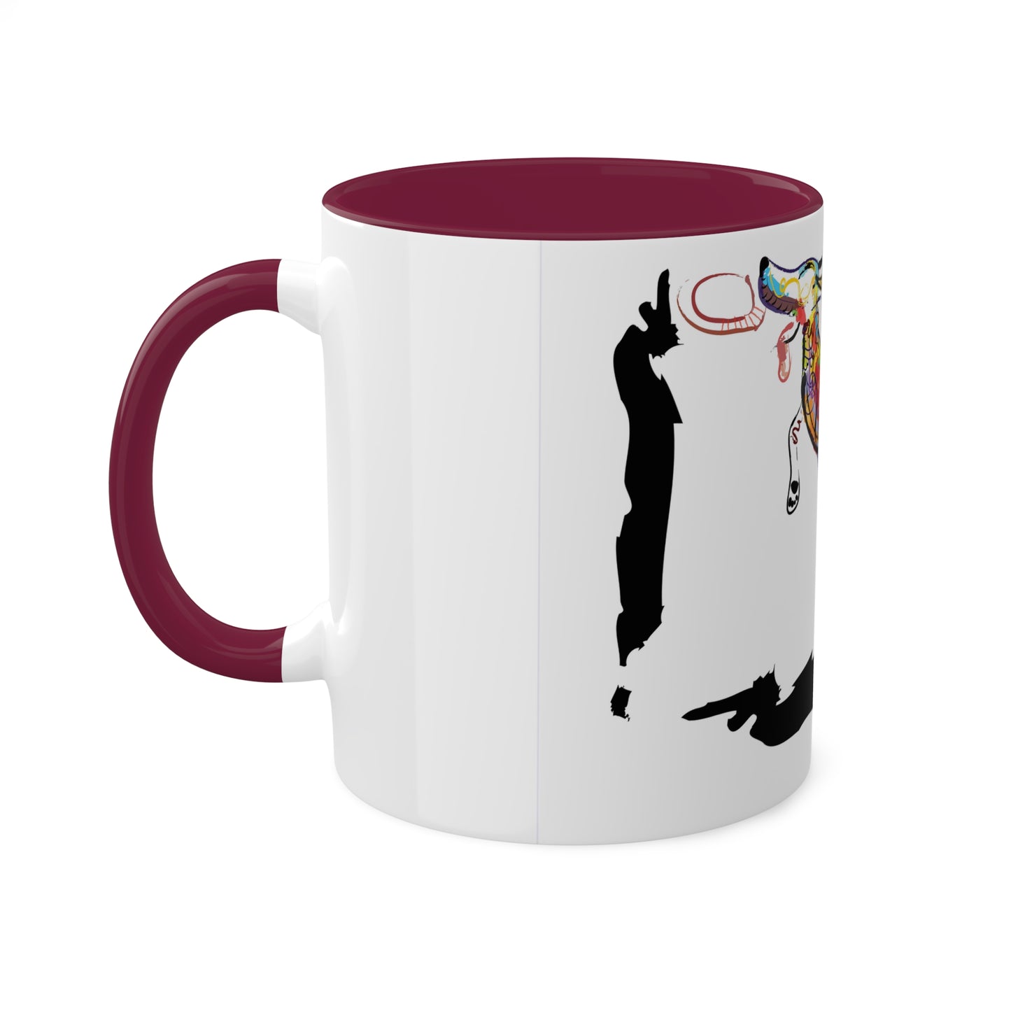 Dog and Frisbee on Colorful Mugs, 11oz