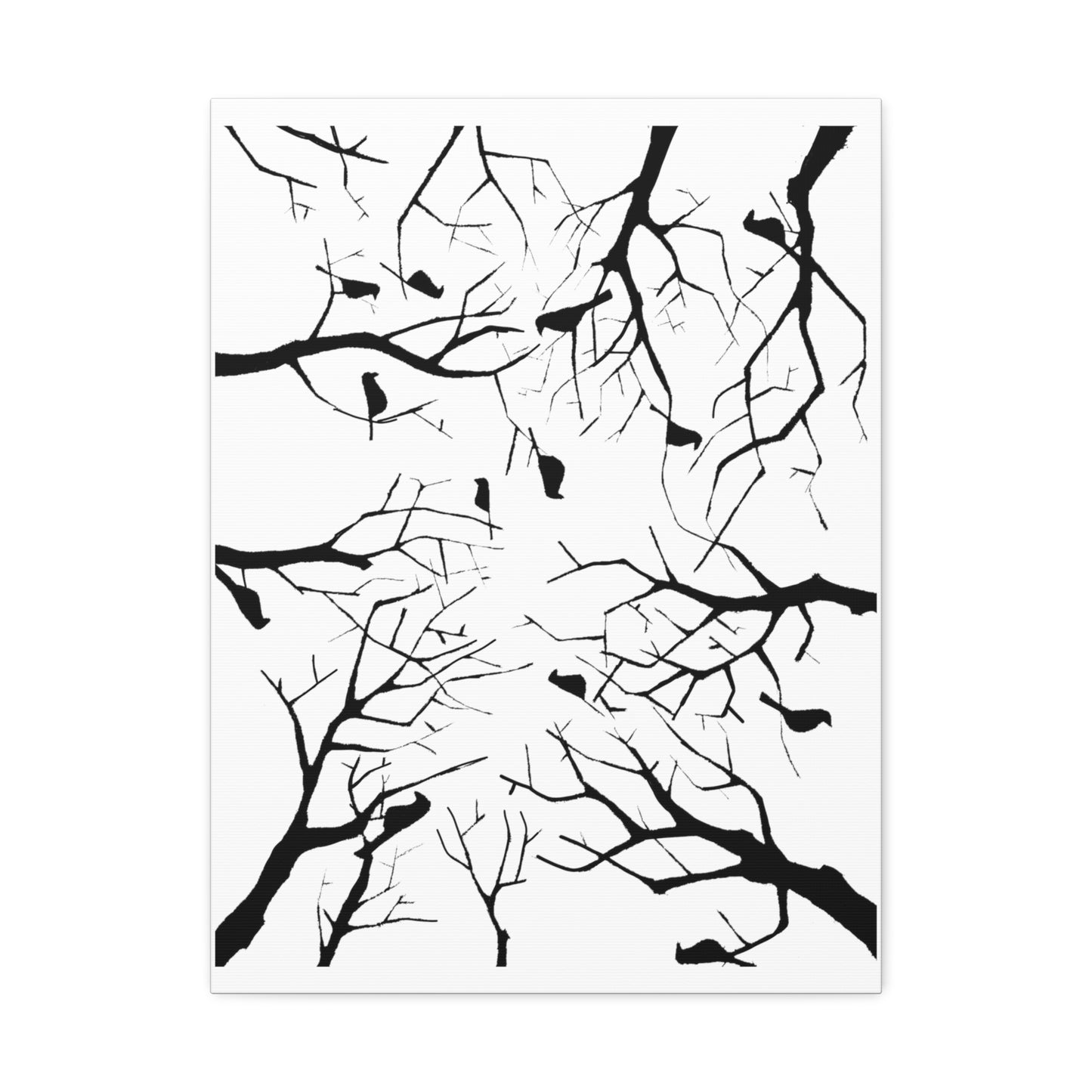 Birds in Trees with White Background on Classic Stretched Canvas