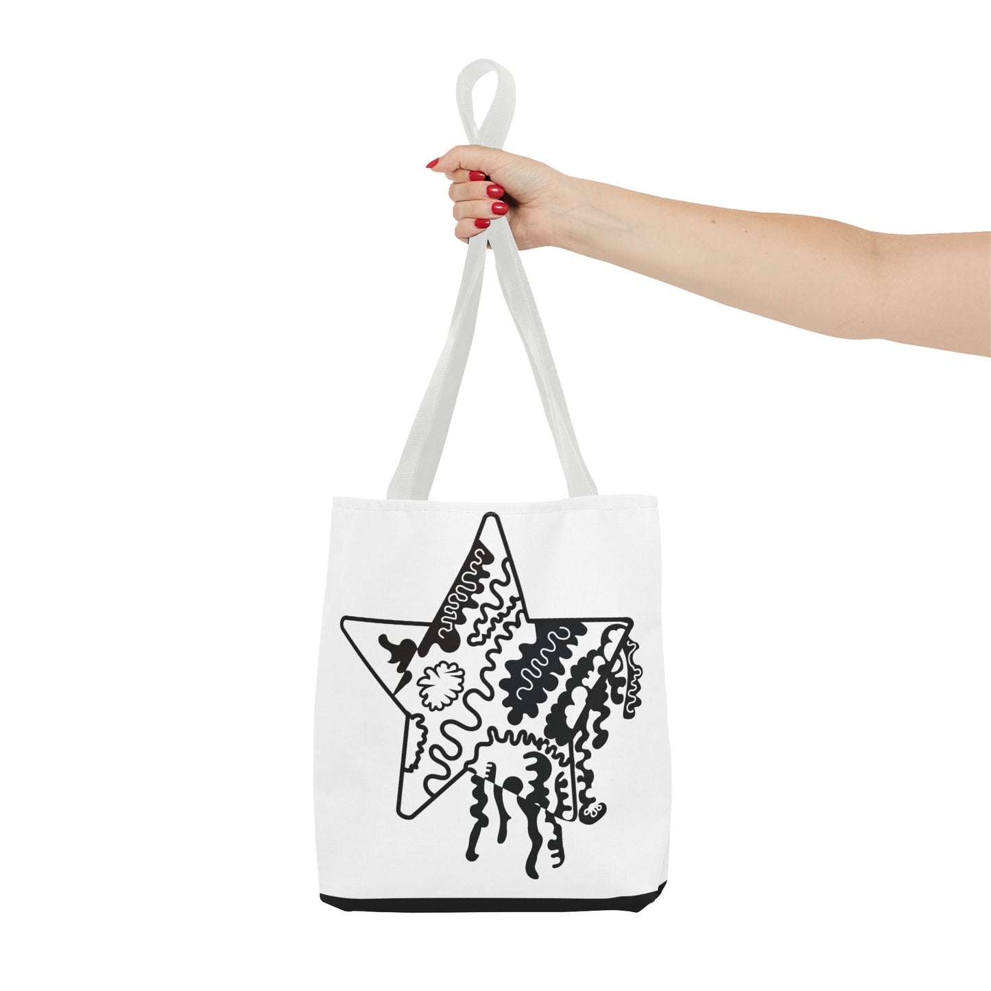 Copy of Star Makes Art Signature Logo in Black + White on a Tote Bag - Front and Back Feature a Black Logo on a White Background