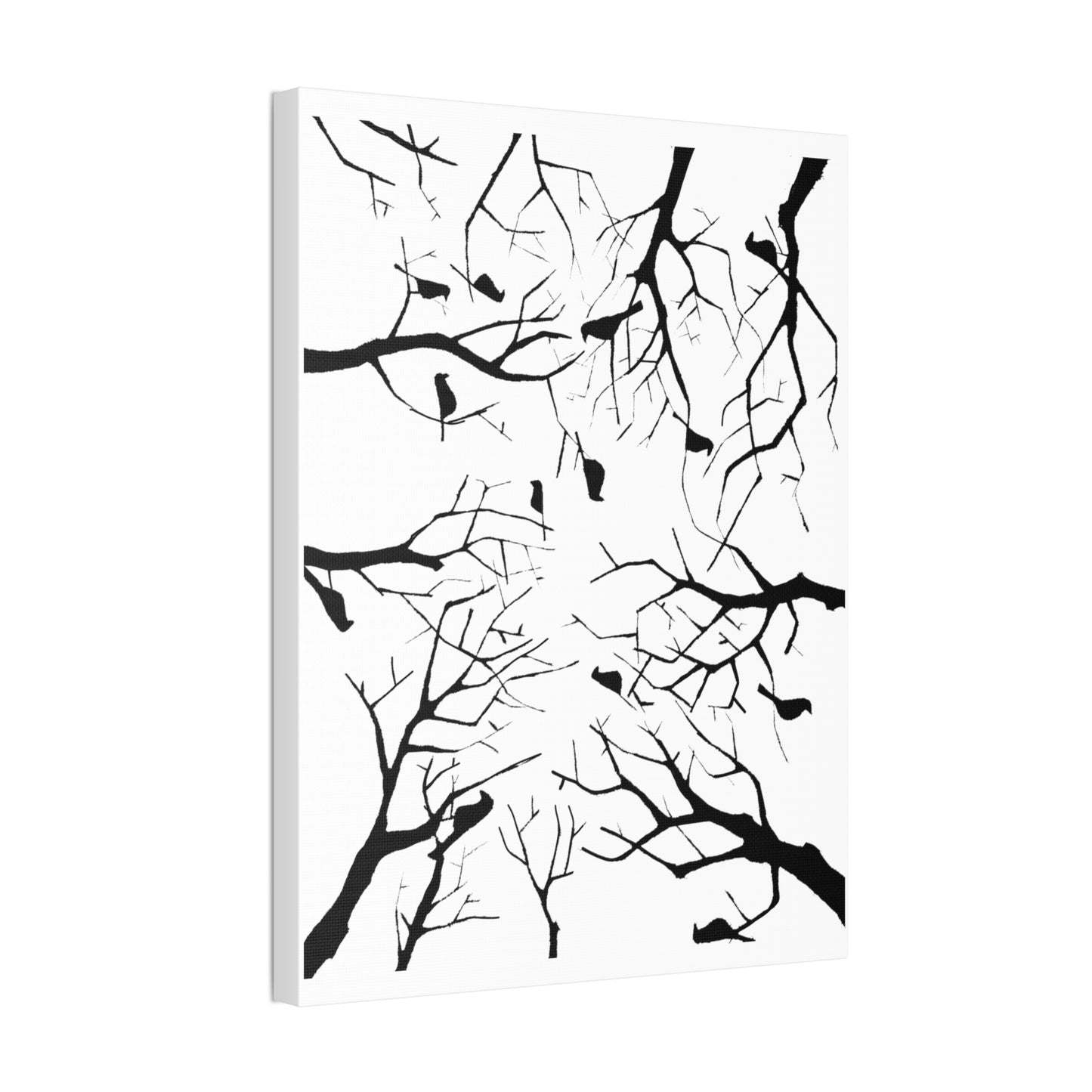 Birds in Trees with White Background on Classic Stretched Canvas