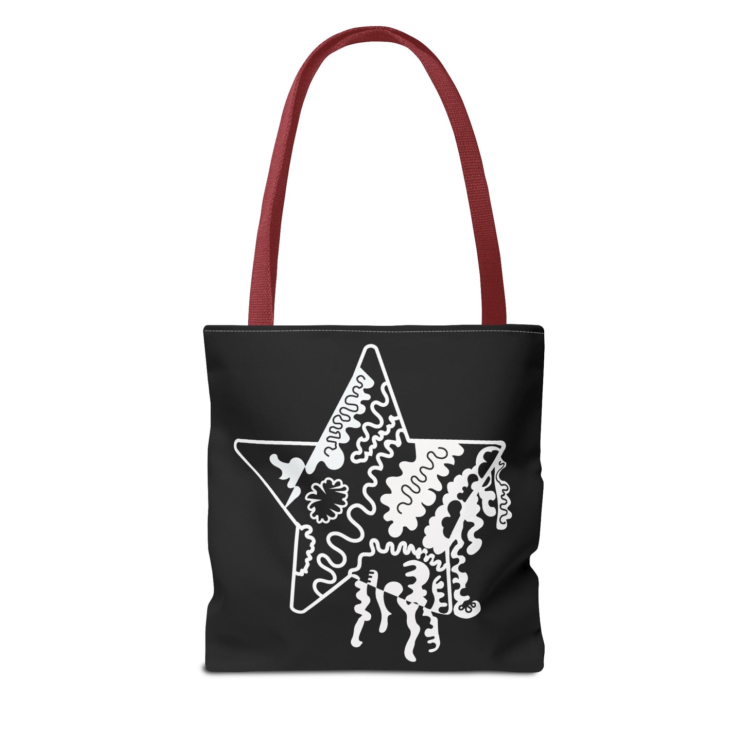 Star Makes Art Signature Logo in Black + White on a Tote Bag - Front and Back Features a White Logo on a Black Background