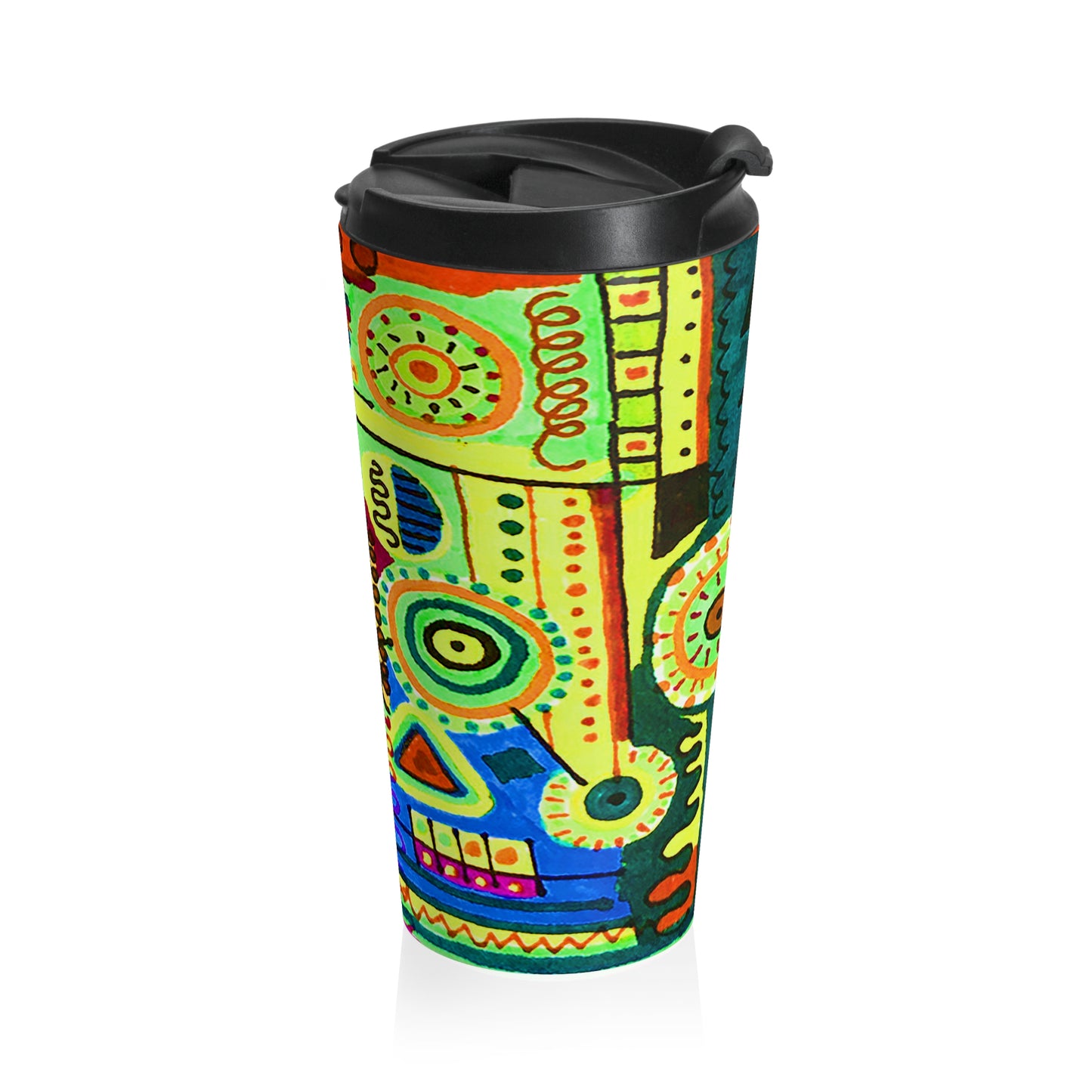 Abstract Doodle ll on a Black Stainless Steel Travel Mug