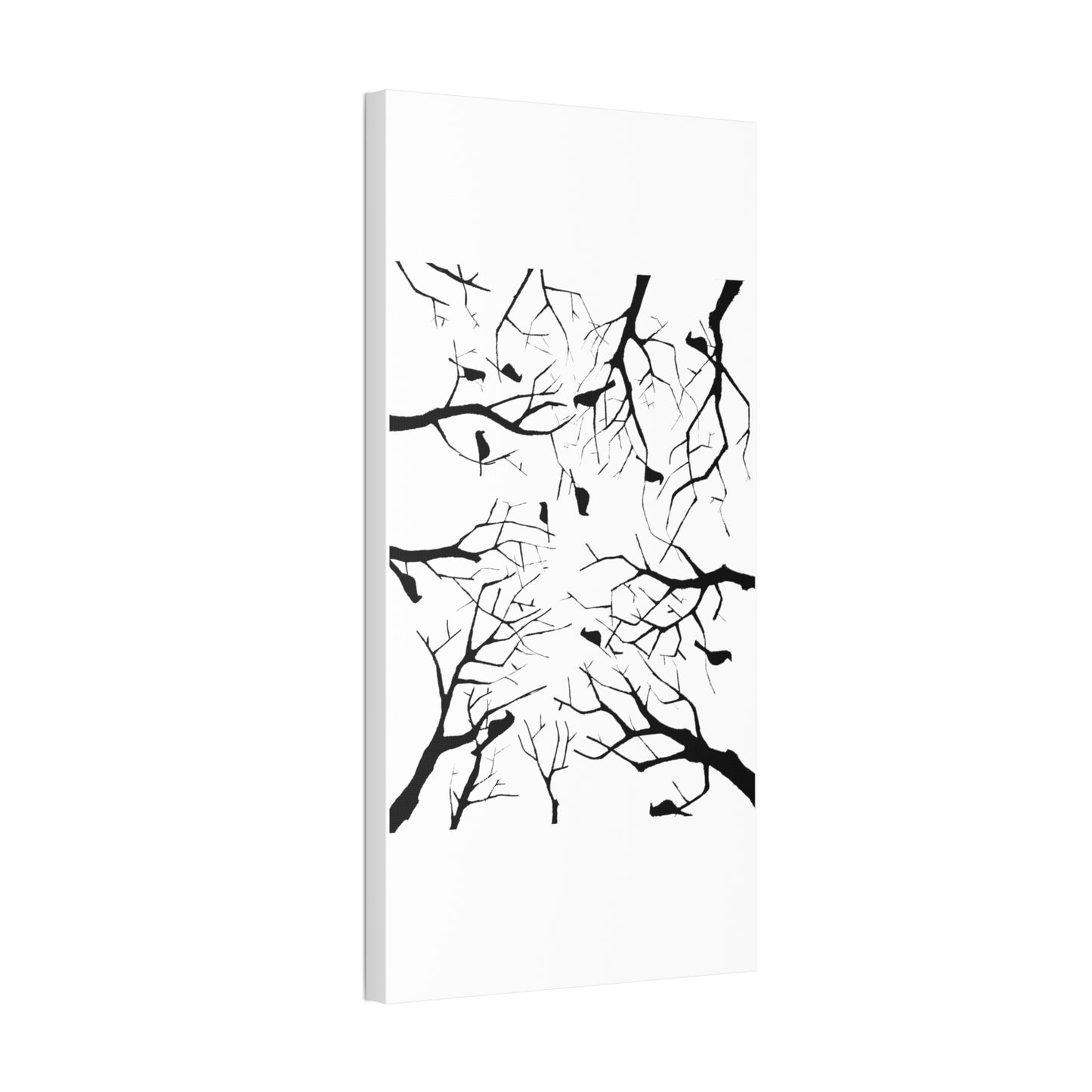 Birds in Trees with White Background on Classic Stretched Canvas