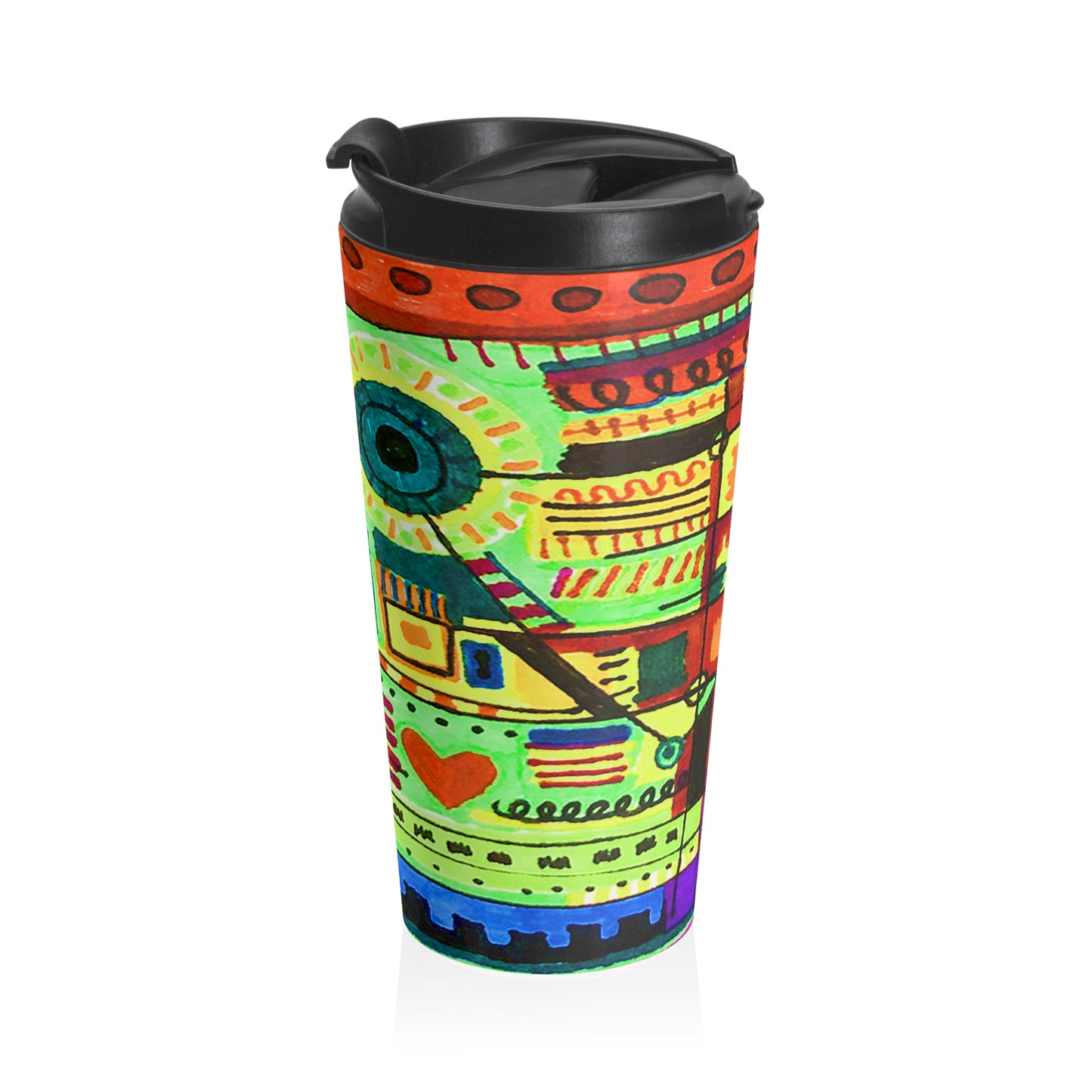 Abstract Doodle ll on a Black Stainless Steel Travel Mug