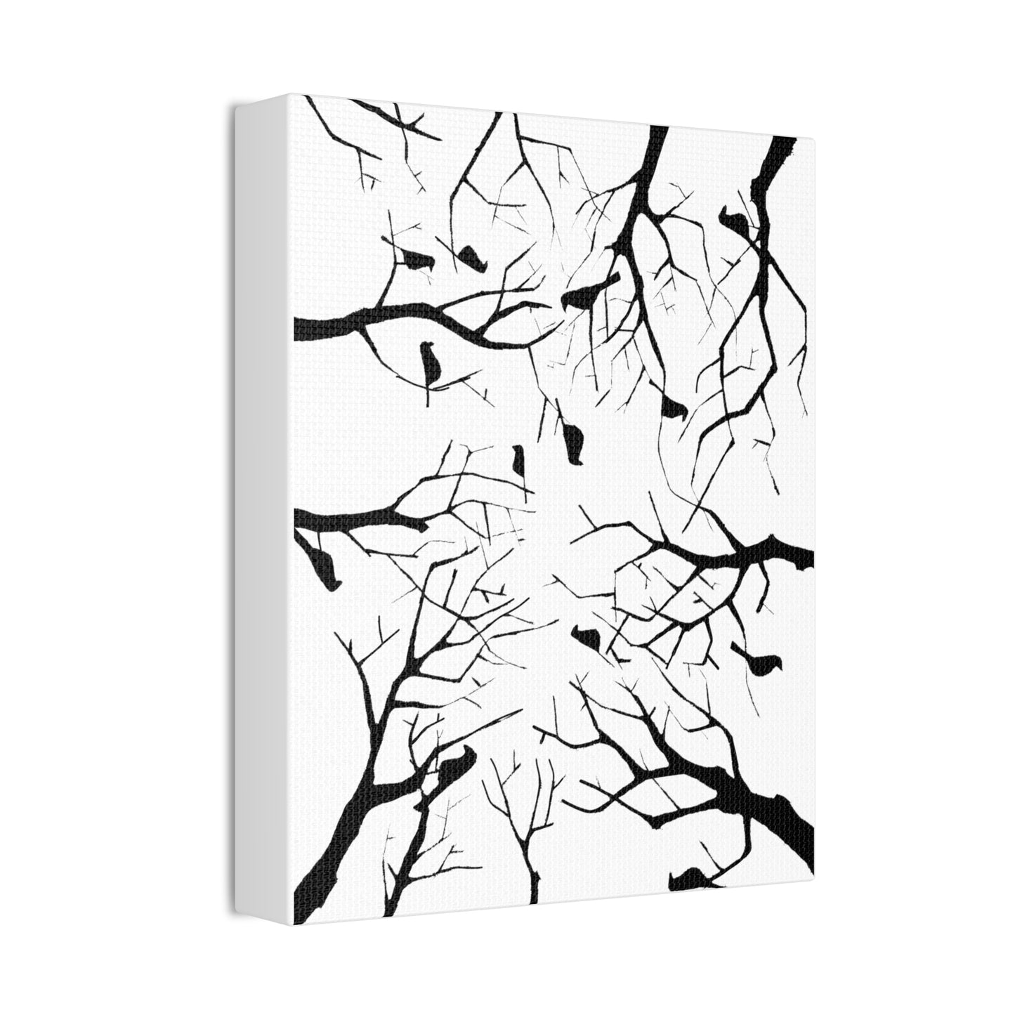 Birds in Trees with White Background on Classic Stretched Canvas