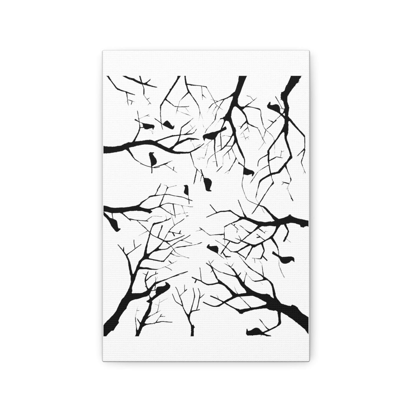 Birds in Trees with White Background on Classic Stretched Canvas